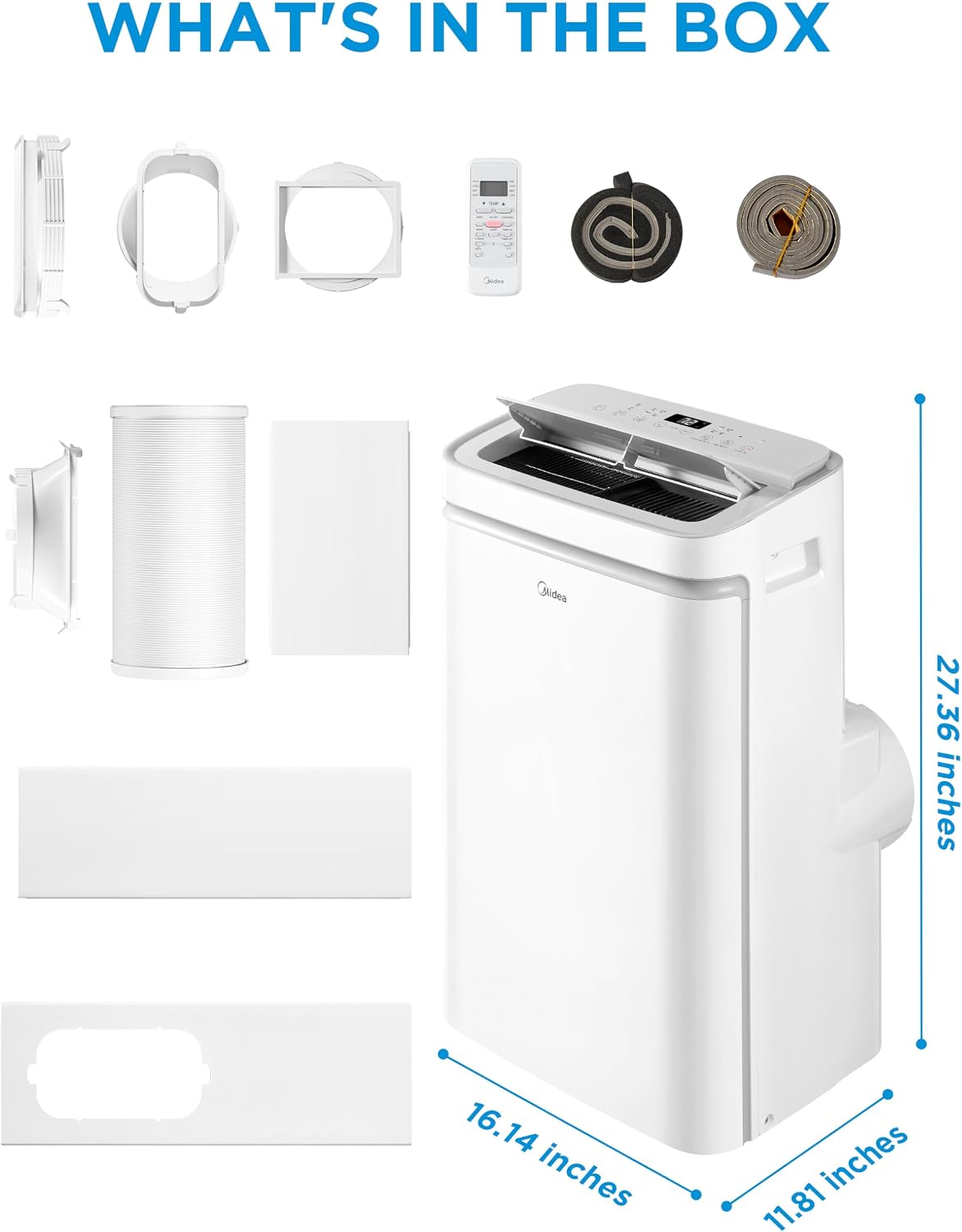 Midea 12,000 BTU ASHRAE (8,000 BTU DOE/SACC) Portable Air Conditioner, Cools up to 350 Sq.Ft., with Dehumidifier & Fan mode, Control with Remote, Amazon Alexa & Google Assistant, 2026 NEW