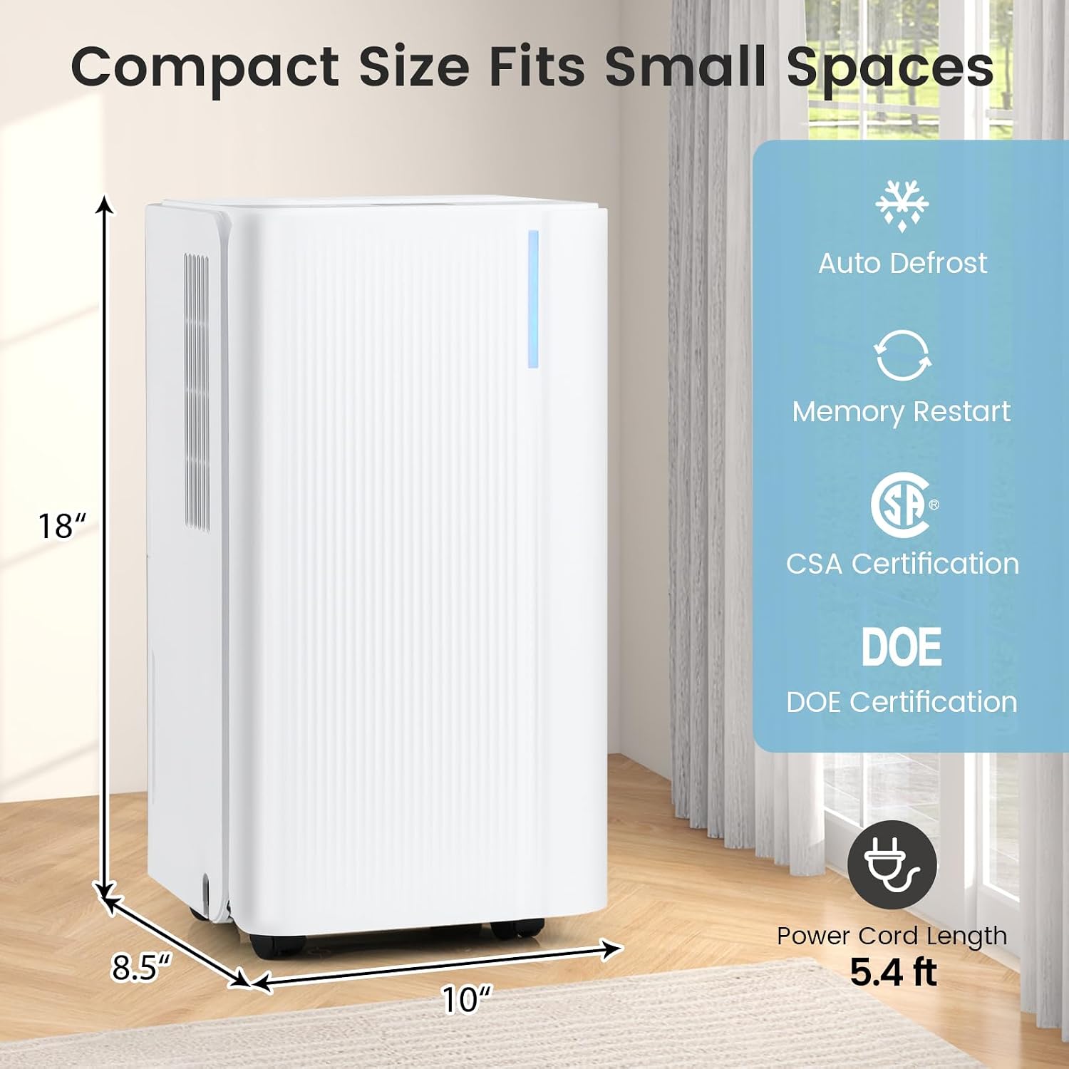 COSTWAY 32 Pints Dehumidifier for Home, 2000 Sq.Ft Portable Dehumidifier for Bedroom, Basement, Bathroom, 24H Timer, 3-Color Indicator, 3.3 FT Drain Hose, 4 Wheels