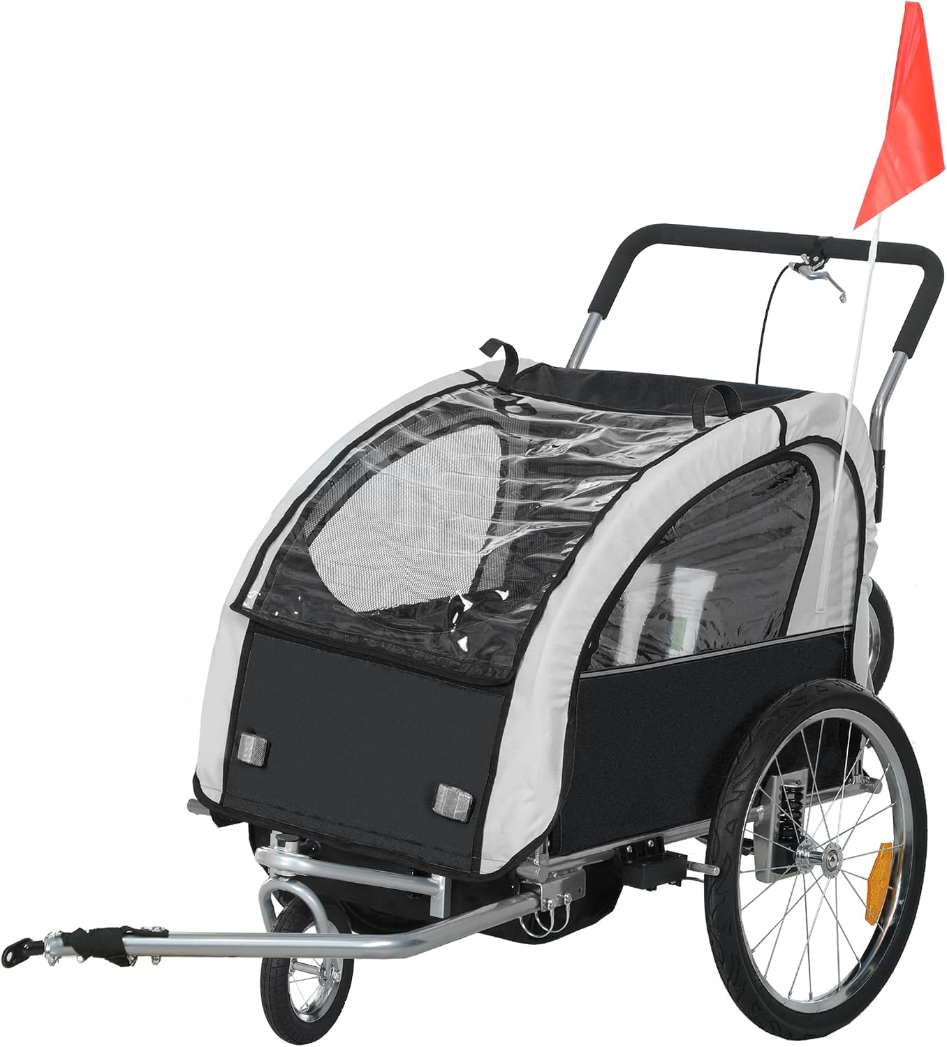 Aosom Elite 360 Swivel Bike Trailer for Kids Double Child Two-Wheel Bicycle Cargo Trailer with 2 Security Harnesses