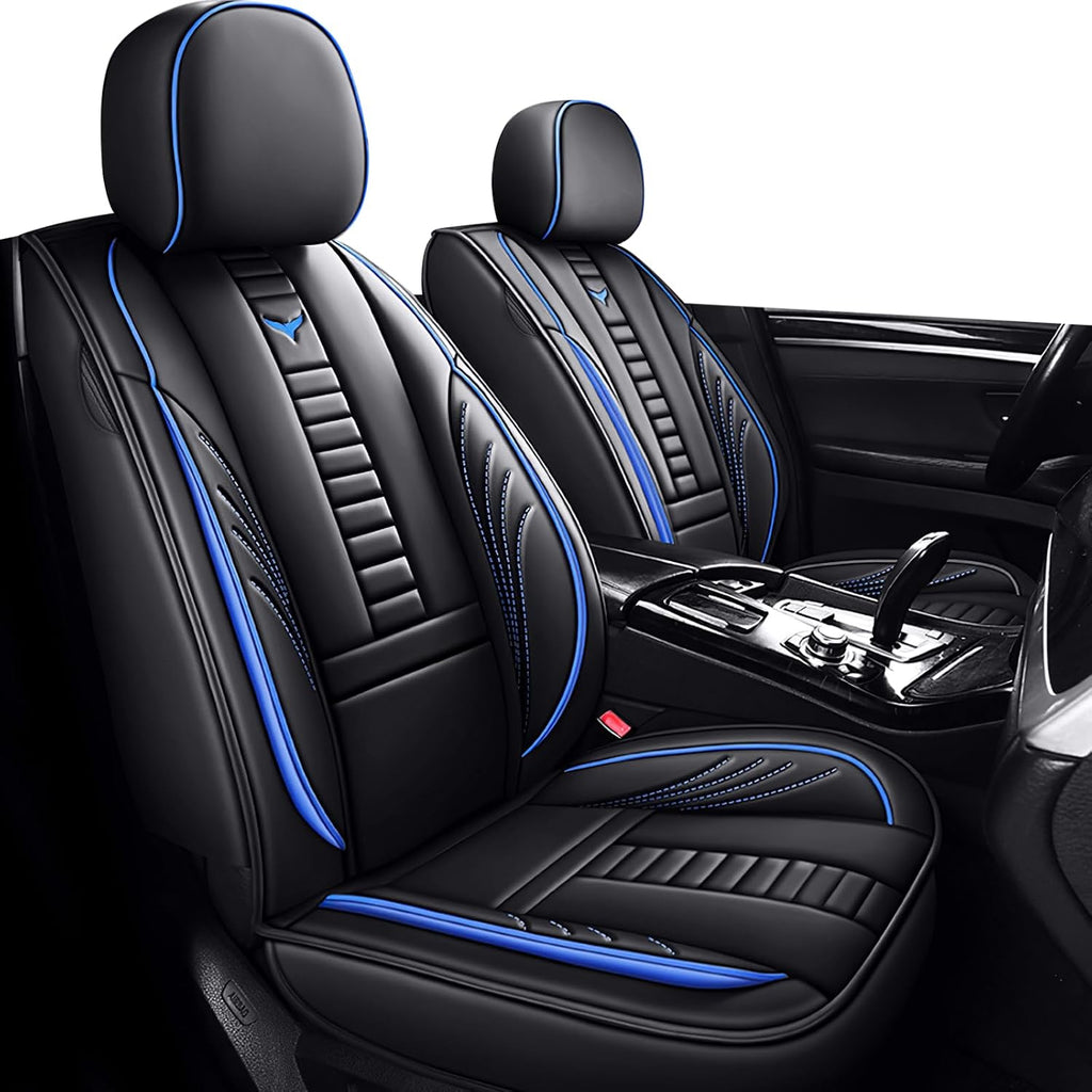 Front Car Seat Covers for Toyota Tacoma 2001-2025, Waterproof Heavy Duty Durable Seat Covers, Car Seat Protector with Storage Pocket, Car Seat Cushion Easy to Install Cover Set(Blue,Black)