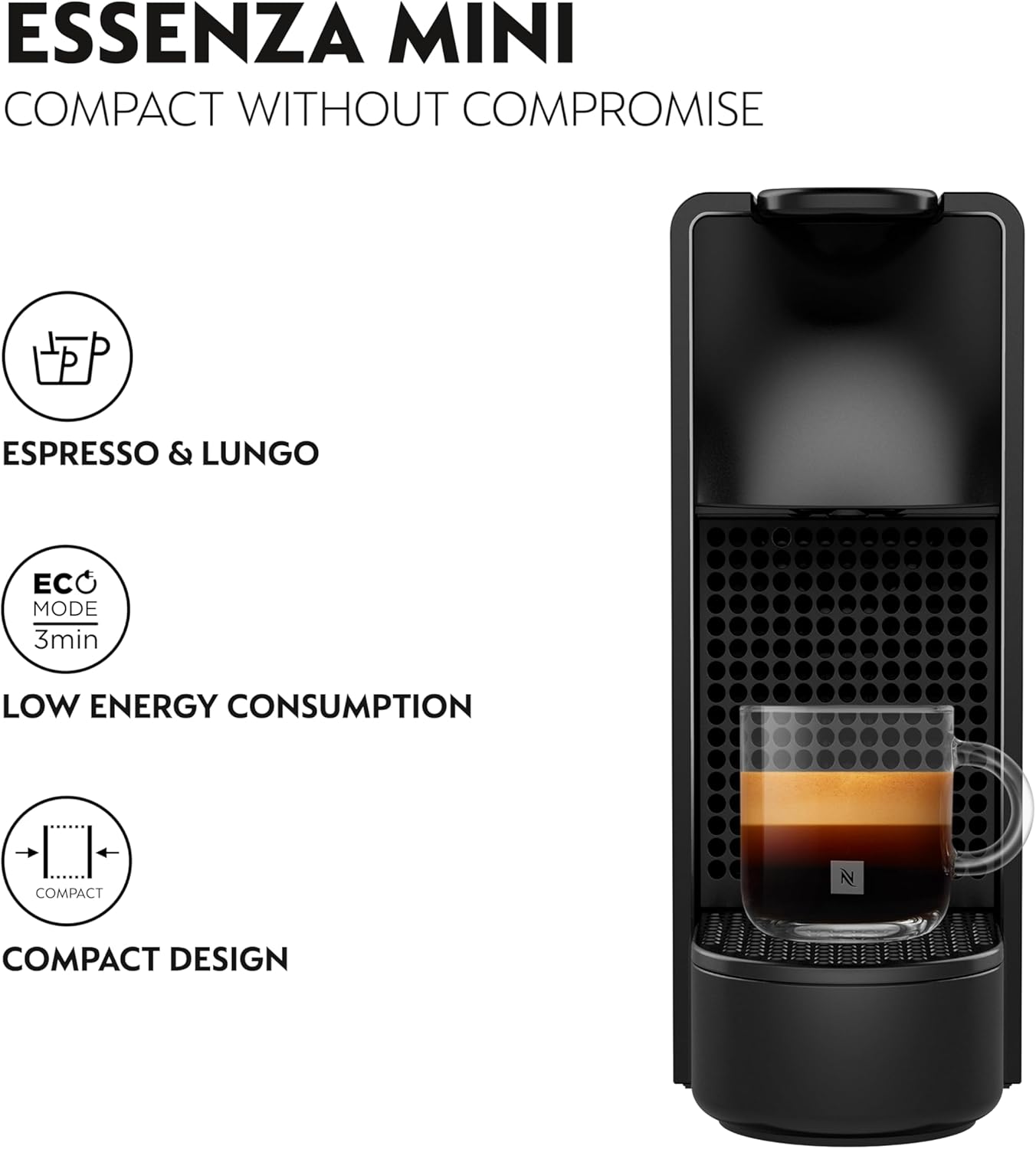 Nespresso Essenza Mini Espresso Machine by Breville, Piano Black