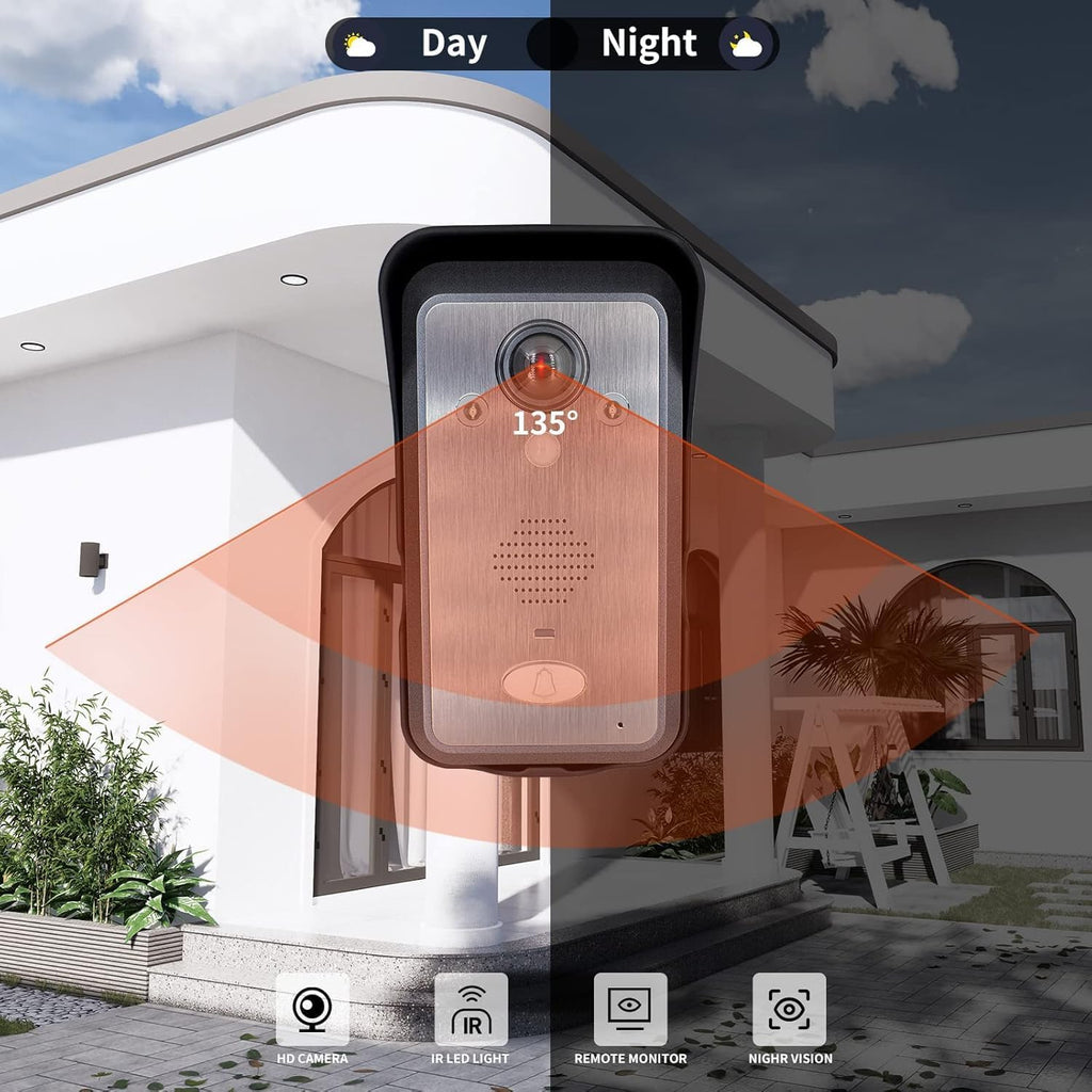 Ring Doorbell Wireless,Doorbell Camera Night Vision 1080P HD Camera,7 Inch TFT Screen Monitor,Support Tamper Alarm & Motion Detection,Long Standby,Visual Intercom Doorbell (2 Door +1 Monitor)