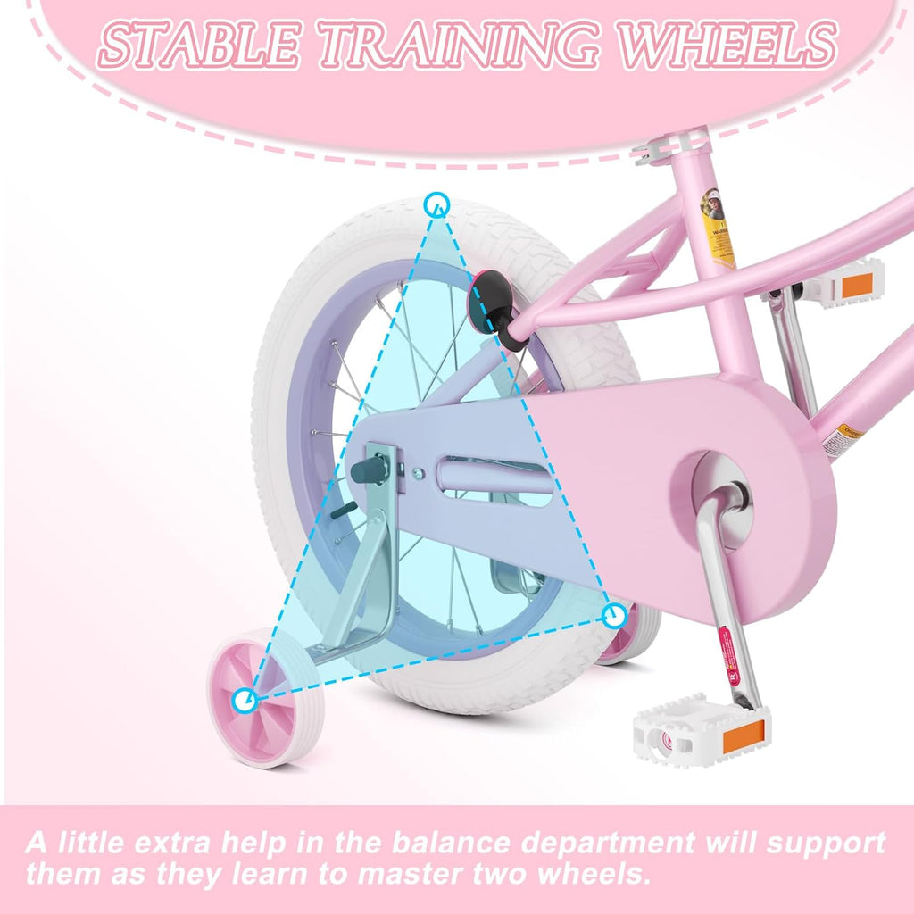 XJD Girls Bike for 2-12 Years Old Kids 12 14 16 20 Inch Toddler Bike,Retro Style Kids Bike with Training Wheels, 20 Inch Girl Bicycle with Kickstand