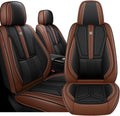 Arazi Front Seat Covers for Toyota Prius 2001-2025, Nappa Leather Seat Cover Full Coverage Waterproof Car Seat Protector (Black&Brown,2 Seats Standard)