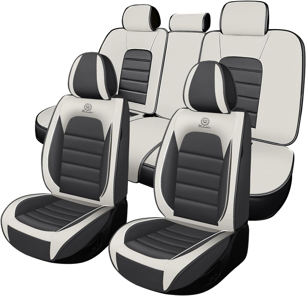 Car Seat Cover Fit for Jeep Wrangler 2000-2025,Compatible Airbag Non-Slip Waterproof Seat Cover,Car Seat Protector Premium Interior (Standard 5 Seats,Gray White)