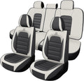 Car Seat Cover Fit for Jeep Wrangler 2000-2025,Compatible Airbag Non-Slip Waterproof Seat Cover,Car Seat Protector Premium Interior (Standard 5 Seats,Gray White)