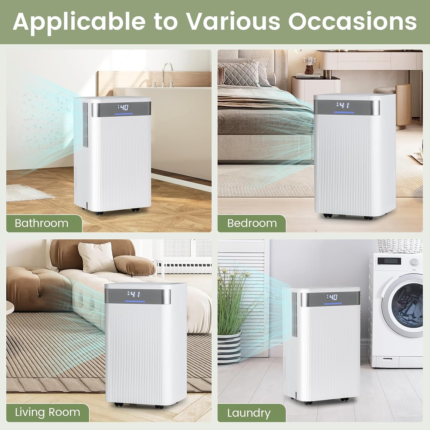 COSTWAY 32 Pints Dehumidifier, 24H Timer, 3-Color Indicator, Drain Hose & Wheels, Low Noise, 2000 Sq.Ft Portable Dehumidifier Home, Bathroom, Bedroom