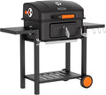 KEYO GRILL 24-Inch Barrel Charcoal Grill, Dual Venting System Outdoor BBQ Grill with Height Adjustable Charcoal Pan, Foldable Side Tables Outdoor Large Barbecue Grills for Backyard and Camping.