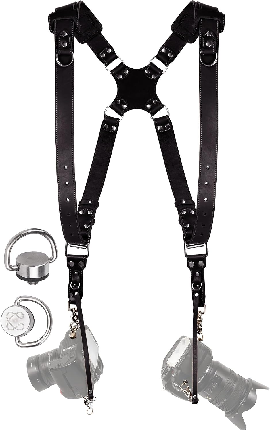 C Coiro Camera Harness for 2 Cameras Dual Shoulder Leather Camera Strap for DSLR/SLR, Camera Straps for Photographers