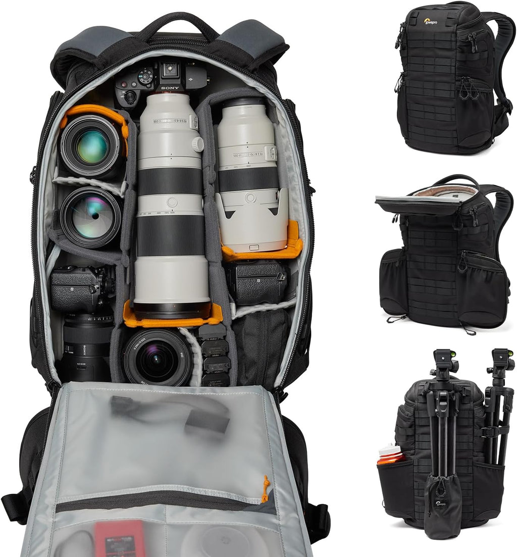 Lowepro ProTactic BP 450 AW III Camera Backpack, 4-point Access, Professional Camera Bag, DSLR/Drones/Mirrorless, Up to 16' Laptop, Rain Cover, for Photographer,Videographer, Volume 28L