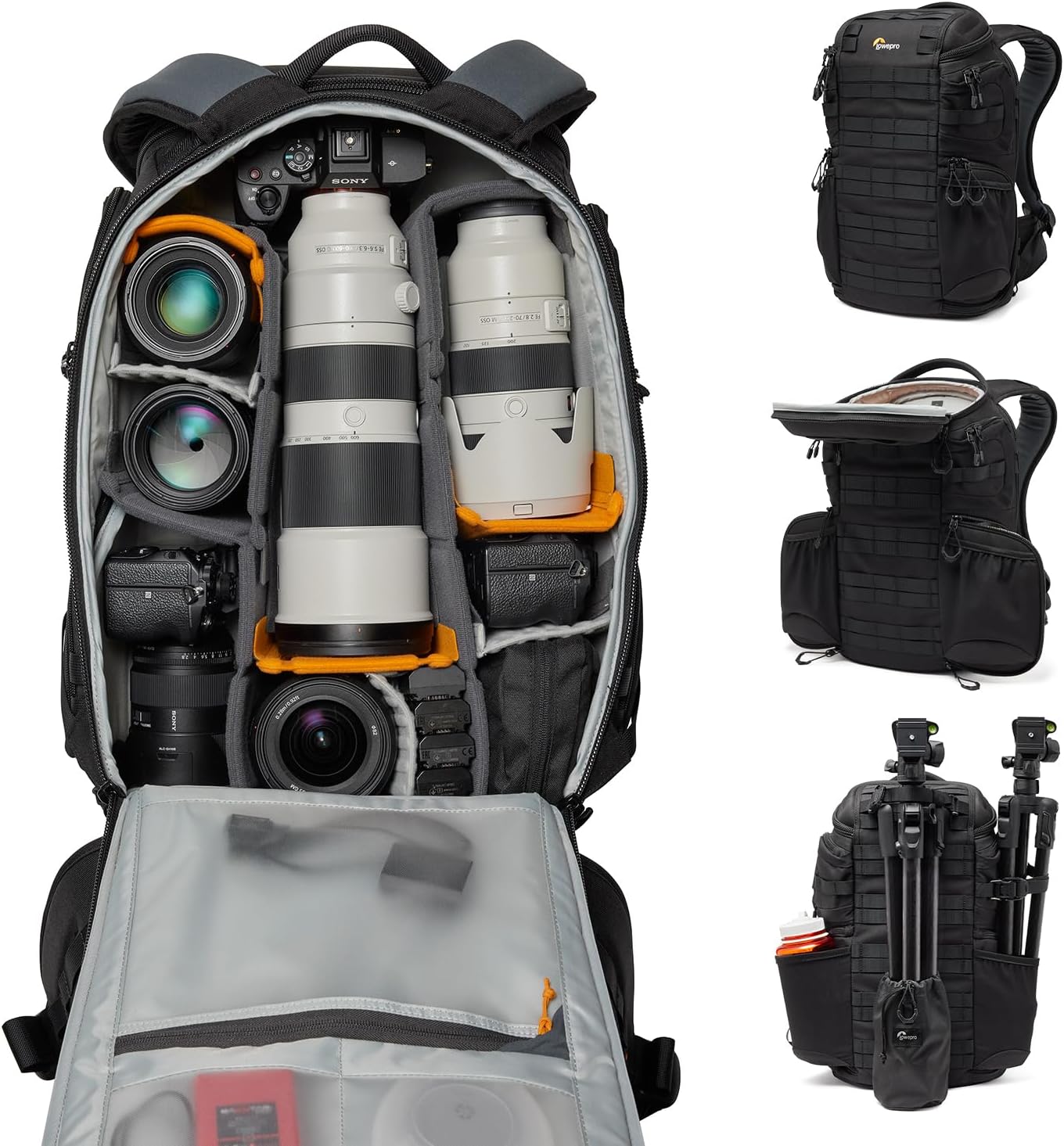Lowepro ProTactic BP 450 AW III Camera Backpack, 4-point Access, Professional Camera Bag, DSLR/Drones/Mirrorless, Up to 16' Laptop, Rain Cover, for Photographer,Videographer, Volume 28L