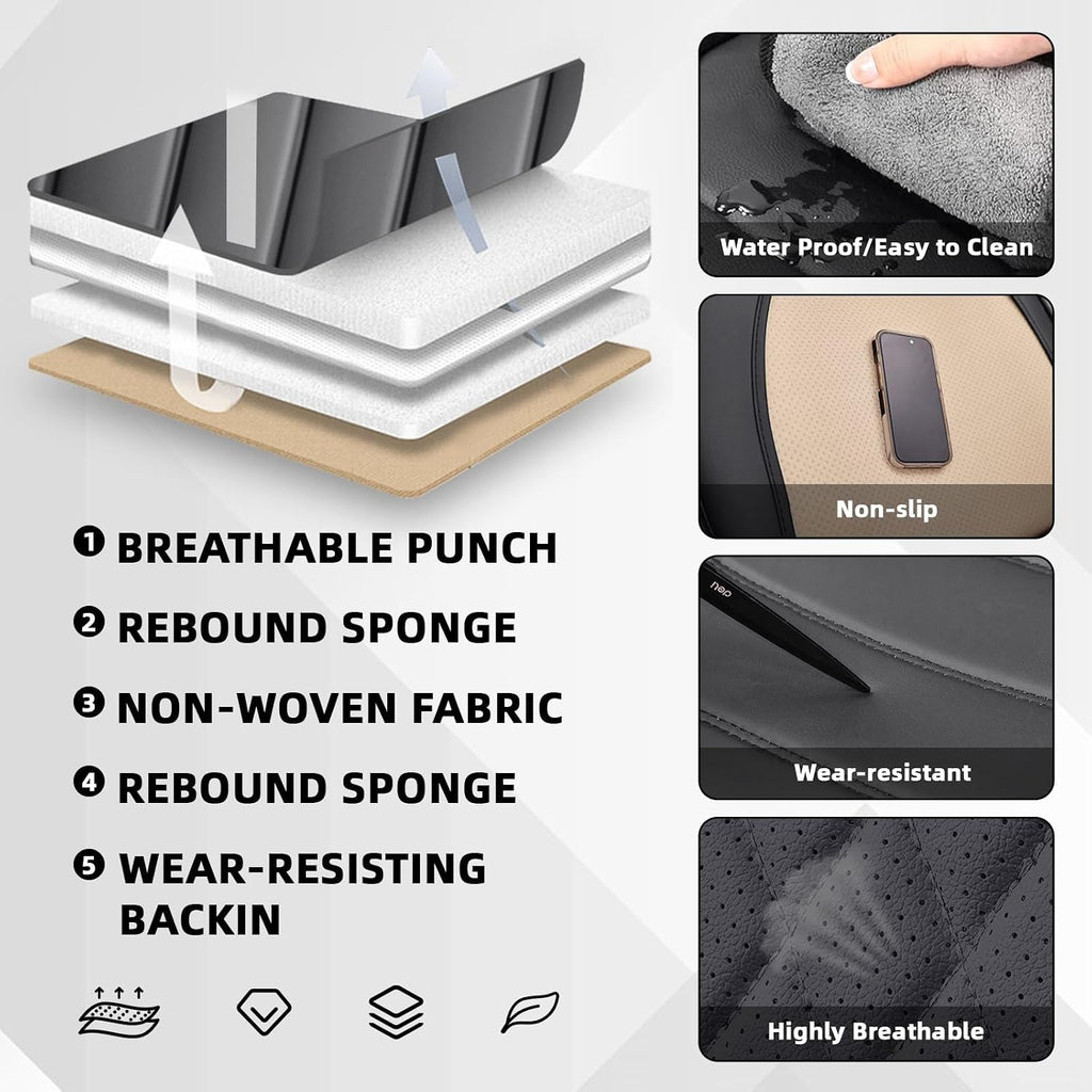Car Seat Cover Fit for Jeep Wrangler 2000-2025,Compatible Airbag Non-Slip Waterproof Seat Cover,Car Seat Protector Premium Interior (Luxury 5 Seats,Gray White)