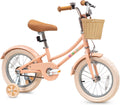 Bixike Retro Design Girls Bike with Basket and Coaster Brake for 3-13 Years Old Kids, 14 16 18 Inch Cruiser Bicycle for Toddlers with Training Wheels, 20 24 26 Inch with Kickstand, Multiple Colors