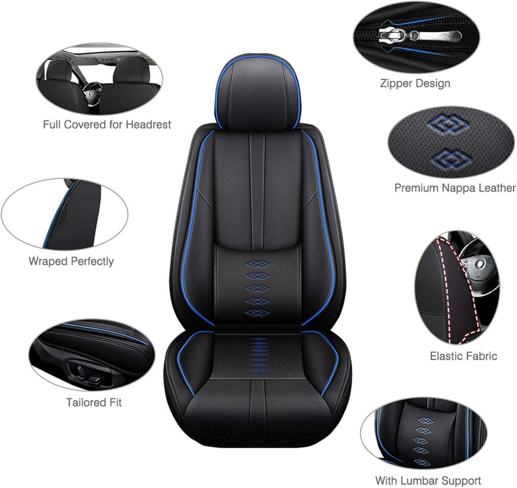Leather Seat Covers for Mazda CX-50 Hybrid 2025,Premium Car Seat Covers Full Set,Waterproof Car Seat Protectors with Airbag,Comfort Interior Cover Seats for Cars(Black+Blue)