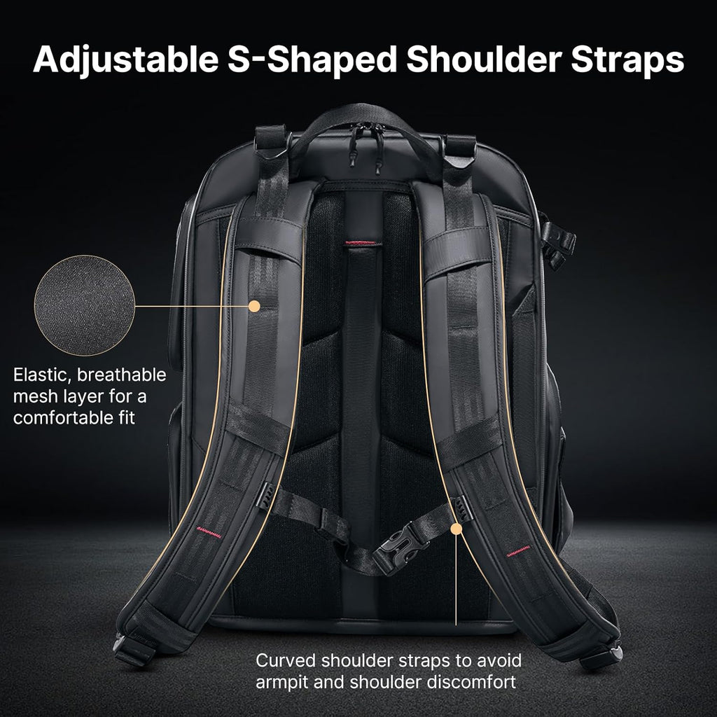 ULANZI BP10 35L Hardshell Camera Backpack, Professional Splash-proof Photography Camera Case Anti Theft Travel f Photographers Unisex Drone DSLR Mirrorless Camera Lens Tripod Holder 17'' Laptop Black