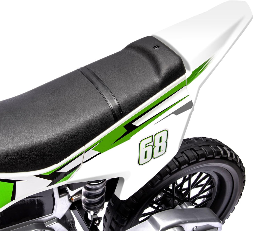 12V Kids Motorcycle w/Treaded Tires, 3.1mph Top Speed, Kids Motorcycle w/Training Wheels, Music, Spring Suspension, Ideal for Toddlers 3-6 Years Old, Green