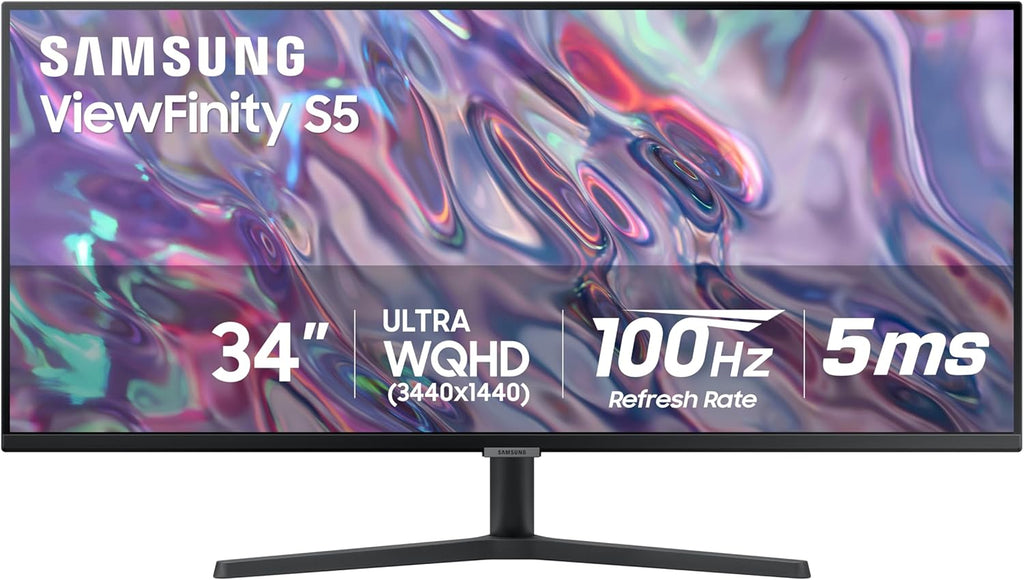 SAMSUNG 34' ViewFinity S50GC Series Ultra-WQHD Monitor, 100Hz, 5ms, HDR10, AMD FreeSync, Eye Care, Borderless Design, PIP, PBP, LS34C502GANXZA, 2023, Black