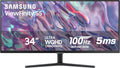 SAMSUNG 34' ViewFinity S50GC Series Ultra-WQHD Monitor, 100Hz, 5ms, HDR10, AMD FreeSync, Eye Care, Borderless Design, PIP, PBP, LS34C502GANXZA, 2023, Black
