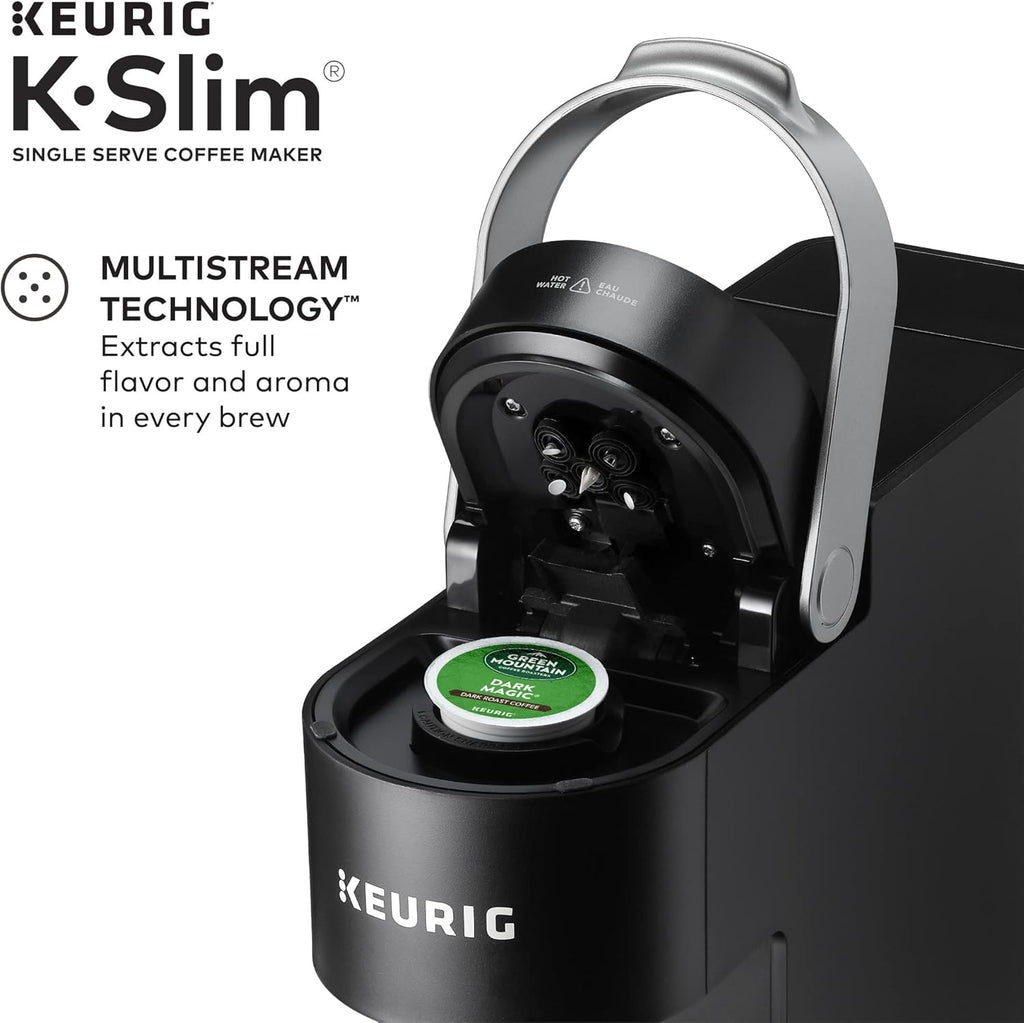 Keurig K-Slim Single Serve K-Cup Pod Coffee Maker, Multistream Technology, 3 Brew Sizes, Slim and Sleek Design, 46oz Removable Reservoir, Black