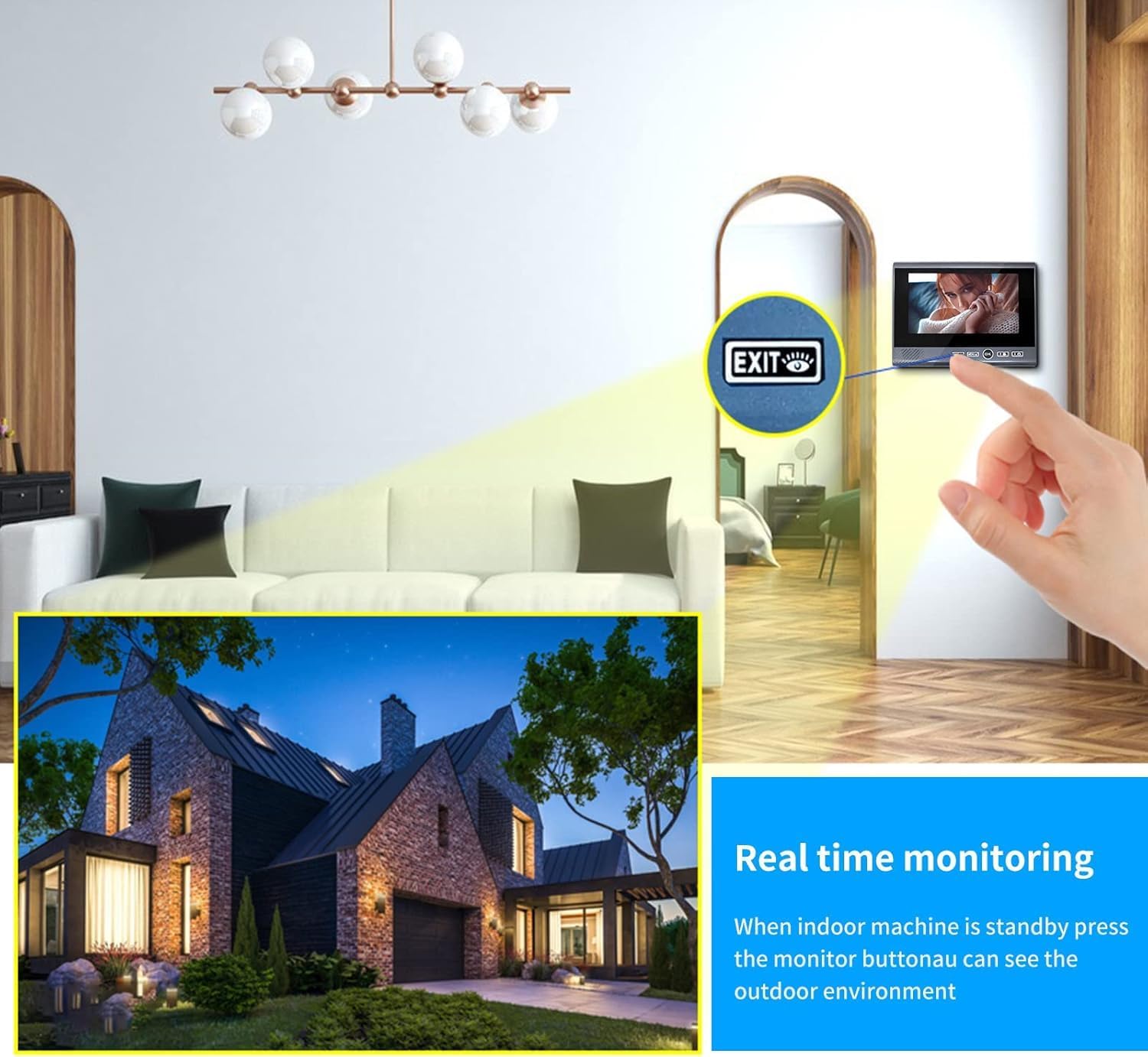 Ring Doorbell Wireless,Doorbell Camera Night Vision 1080P HD Camera,7 Inch TFT Screen Monitor,Support Tamper Alarm & Motion Detection,Long Standby,Visual Intercom Doorbell (2 Door +2 Monitor)