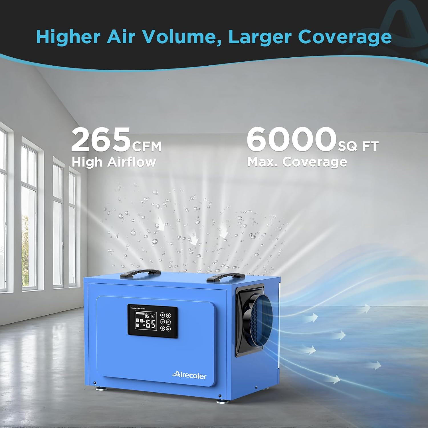 125 Pints Commercial Dehumidifier with Pump for Crawl Spaces & Basements with Drain Hose, Industrial Grade Water Damage Restoration for up to 6,000 sq ft, Auto Defrost, Memory Starting