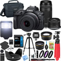 Canon EOS R100 Mirrorless Camera Double Zoom 2 Lens Kit RF-S 18-45mm and RF 75-300mm 6052C111 Bundle with Deco Gear Accessories Kit + 2 Battery +Tripod + Filters + Wide Angle & Telephoto Lenses &More