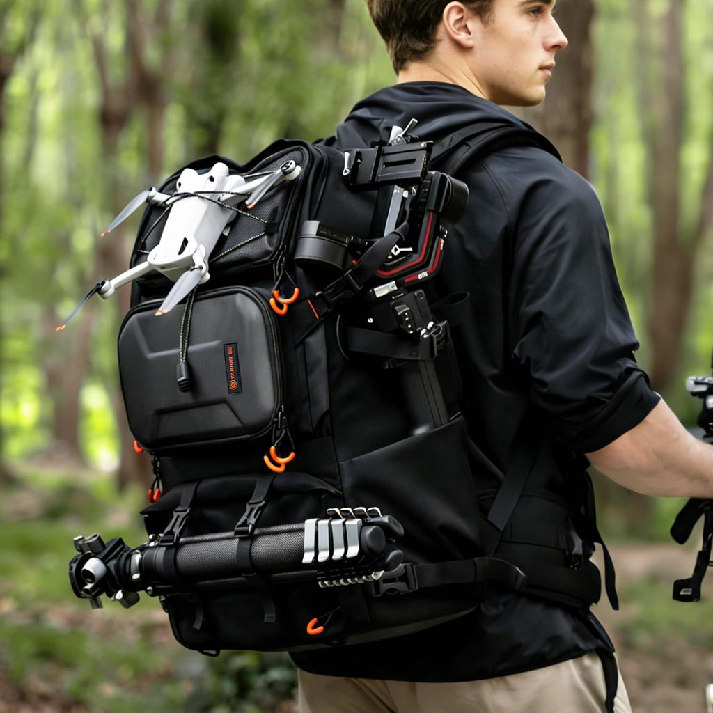 TARION Extra Large Camera Backpack - Professional DSLR Drone Bag 17.3 Laptop Compartment - Hardshell High-Density Foam Protection with Rain Cover PB02