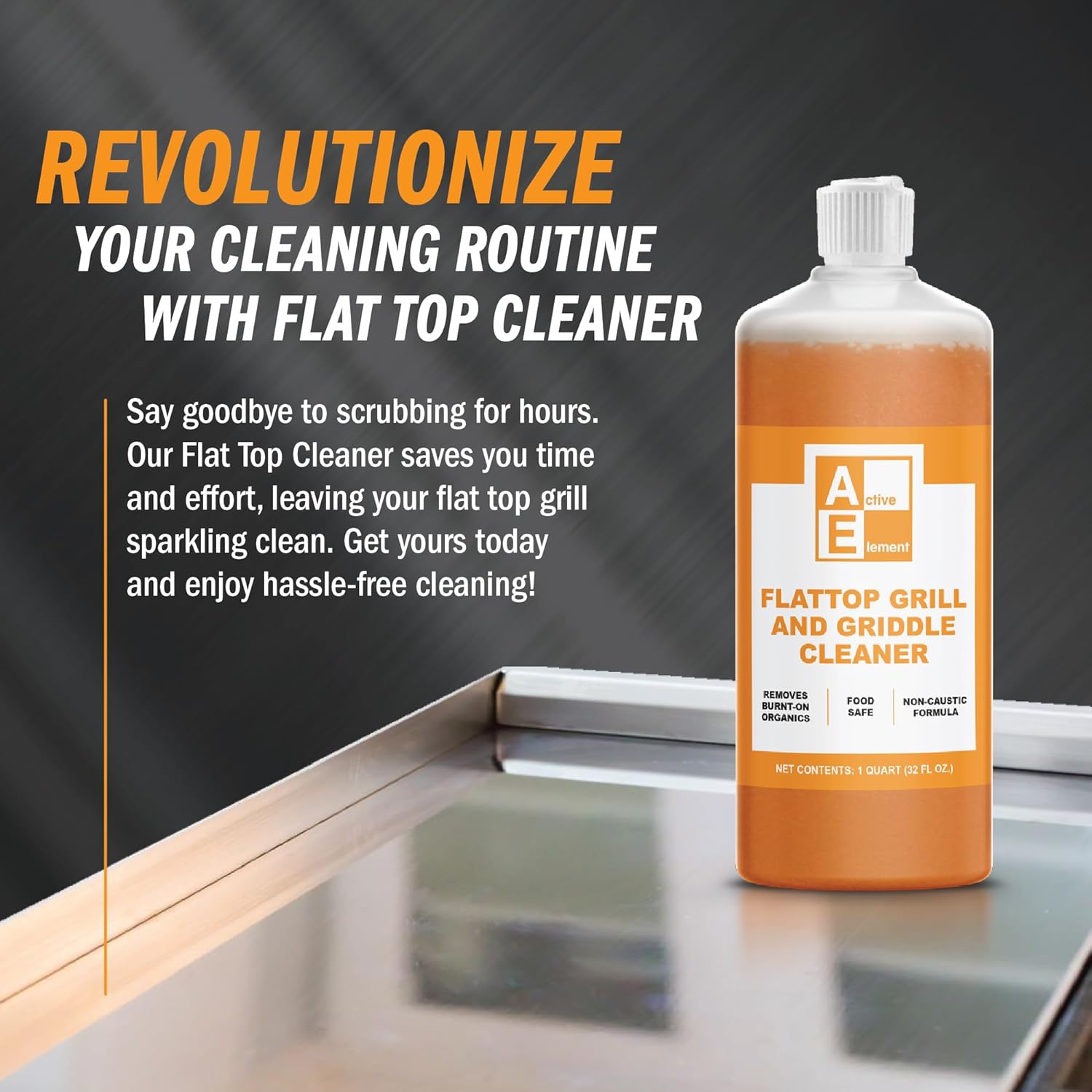 Flat Top Grill Cleaner – 32 fl oz (Pack of 12) | Griddle Cleaner, Food Safe, Non-Caustic, Removes Burnt-On Residue, Blackstone Compatible