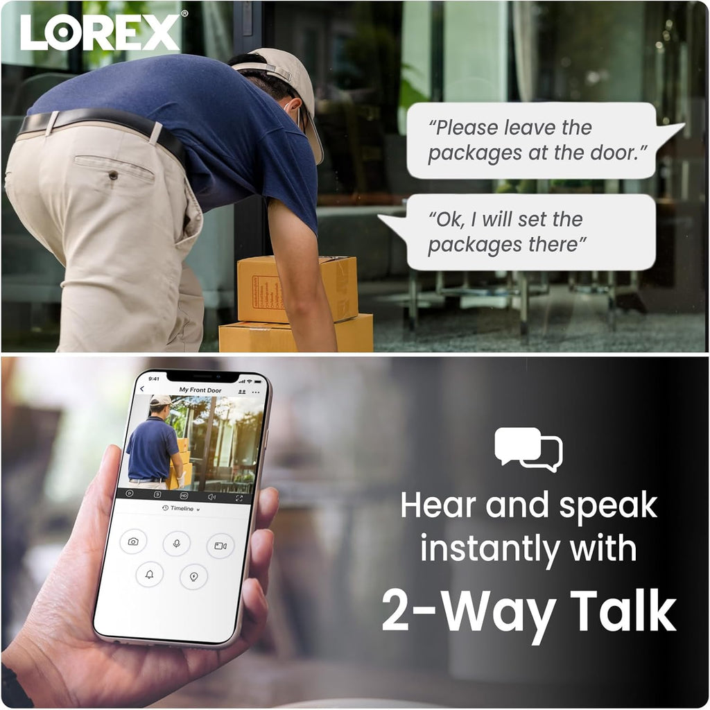 Lorex 1080p Wired White 4000 Lumens Floodlight Camera | 32GB MicroSD Card Included | No Monthly Fee | IR Night Vision | Motion Detection | 2-Way Talk | Siren | IP 65 Weatherproof