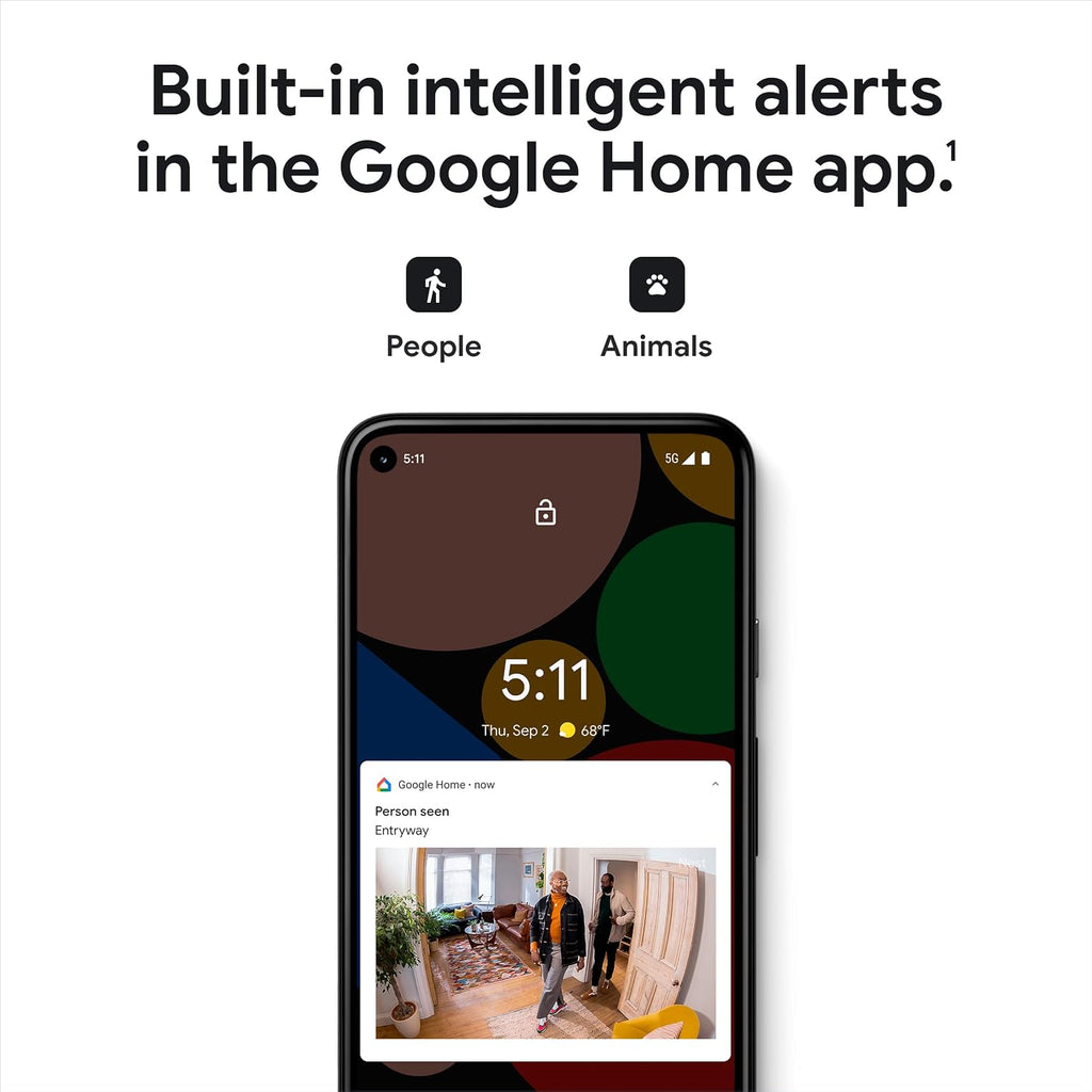 Google Nest Security Cam (Wired) - 2nd Generation - Fog, 1080p, Motion Only