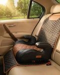 Owleys Backless Booster Car Seat with Latch Connectors, Kids Booster Seat for Car 40-100 lbs, Waterproof Eco Leather Cushion & Anti-Slip Base, Portable Travel Design for Ages 4-12, Black-Brown