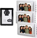 Wired Video Intercom Doorbell System, 3PCS 7-Inches LCD Monitor HD Camera Video Door Phone Doorbell Kits, Support Monitoring, Unlock, Dual-Way Door Intercom, IR Night Vision, Indoor Outdoor