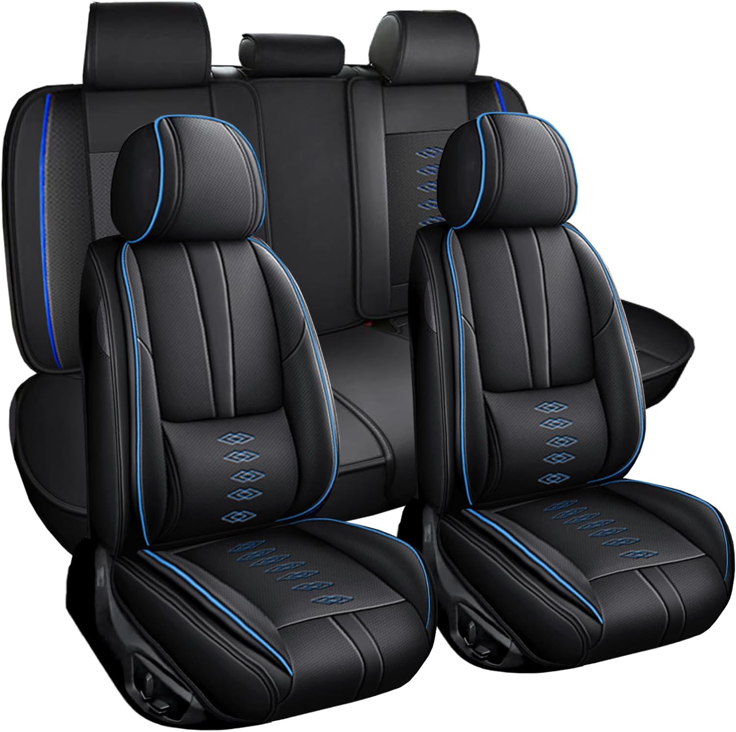 Full Set Car Seat Covers for Chevy Equinox 2005-2025 2026 Leather Seat Covers Waterproof Front Seats&Rear Car Seat Protectors Breathable Seat Cover Black&Blue