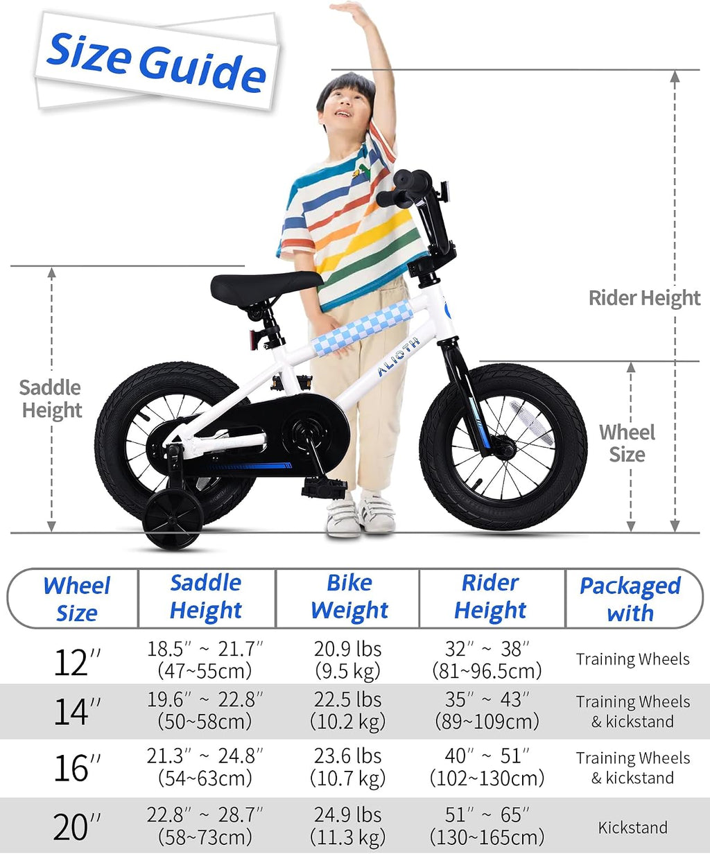 vollsch BMX Style 12 14 16 Inch Kids Bike Training Wheels 20'' Bicycle with Kickstand for 2-14 Years Old Toddlers Boys Girls Coaster Brake Multiple Colors