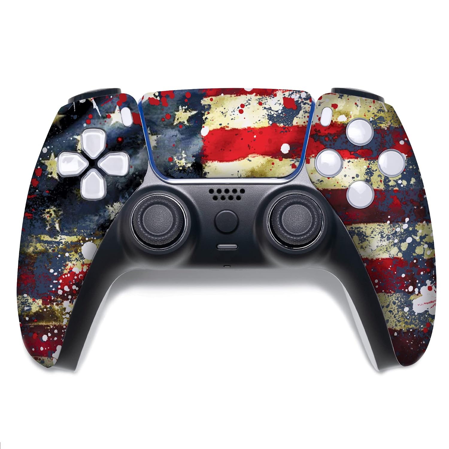 Tatterred Flag Custom PS-5 Controller Wireless compatible with Play-Station 5 Console by BCB Controllers | Proudly Customized in USA with Permanent HYDRO-DIP Printing (NOT JUST A SKIN)