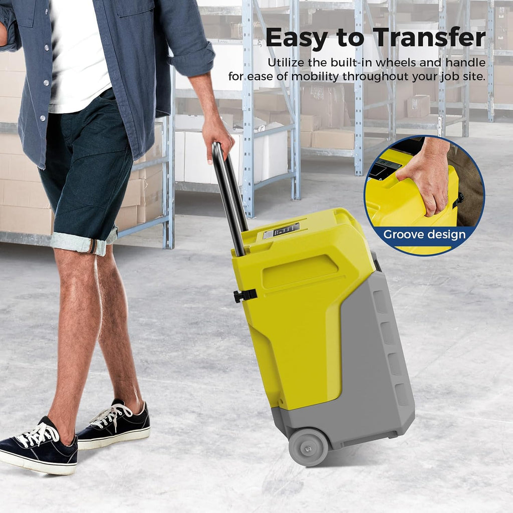 ALORAIR 170 PPD Commercial Dehumidifier with Pump & Drain Hose, LGR Industrial Use, Portable Dehumidifier with Wheels for Water Damage Restore, Carpet Drying, Storm 80X (Yellow)