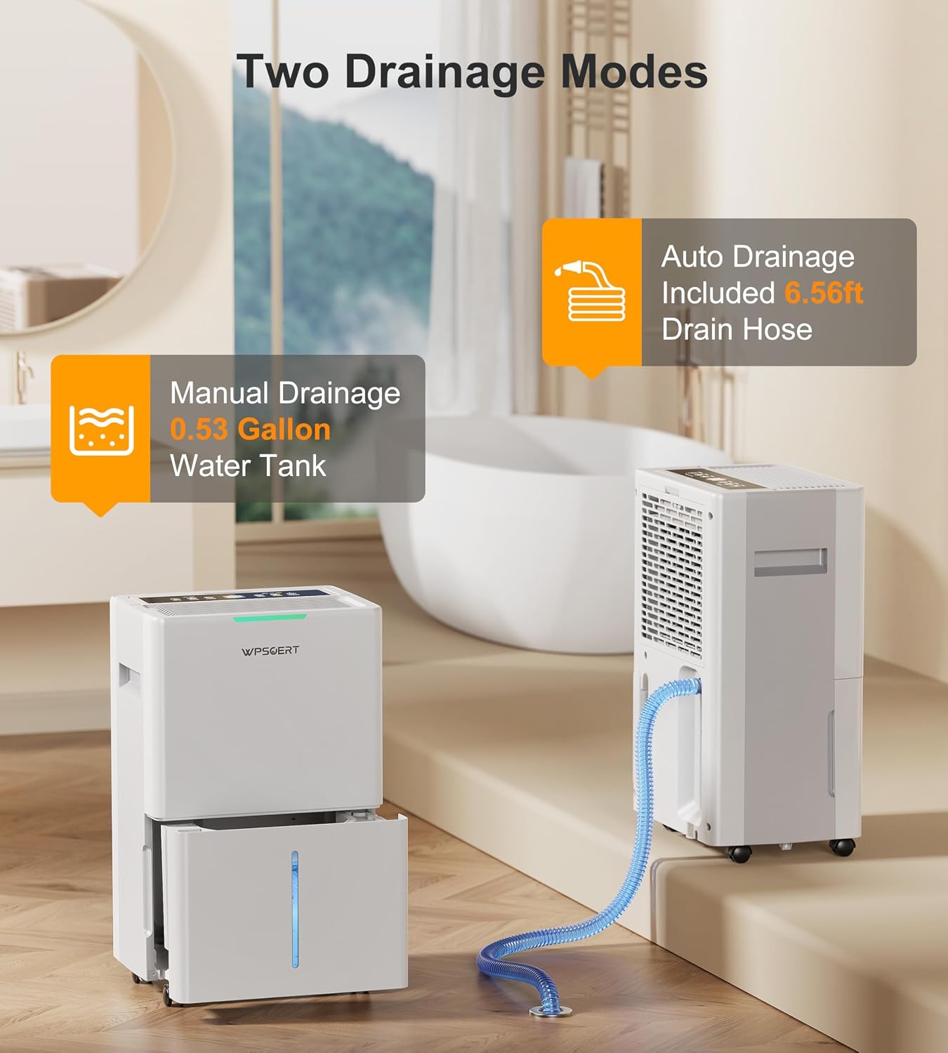 4000 sq.ft Dehumidifier for Basement with Drain Hose, 45 Pint Dehumidifiers for Home, Smart Compressor Dehumidifies for Large Room, Bedroom, 3 Modes, Intelligent Humidity Control, Auto Defrost