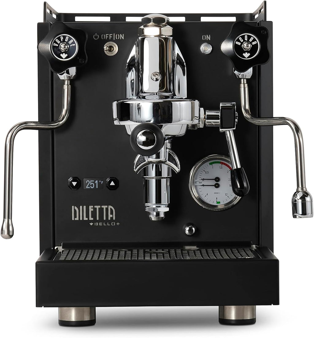 Diletta Bello+ Espresso Machine | E61 | PID Temperature Control | Shot Timer | Programmable Preinfusion | Handmade In Italy (Black)