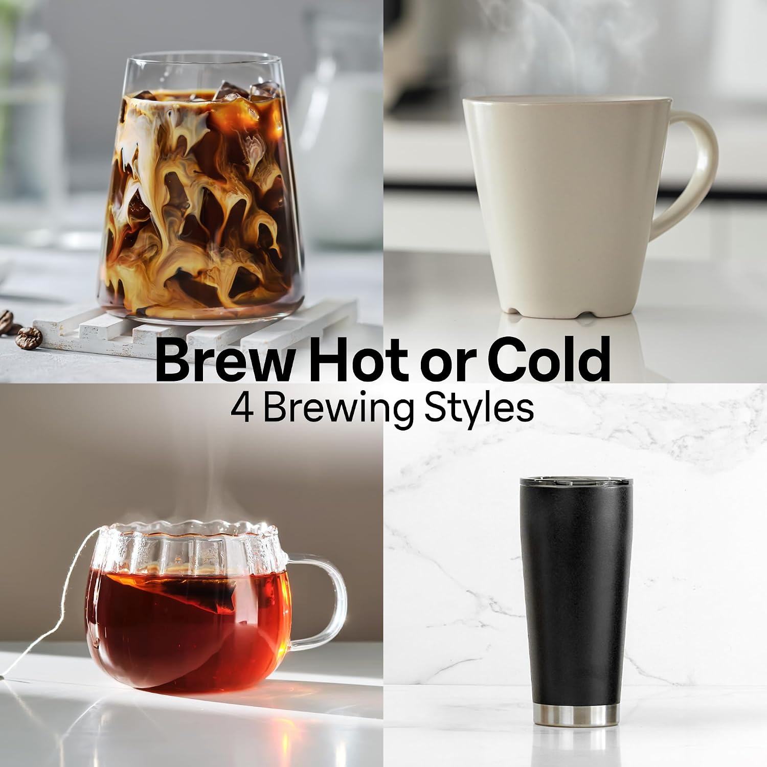 Braun MultiServe Plus 10-Cup Drip Coffee Maker - Hot & Cold Multi-Serve Brewer with Timer and Auto Start, Hot Water Dispenser, Over Ice Function, Stainless Steel & Pod-Free Design, KF9370SI