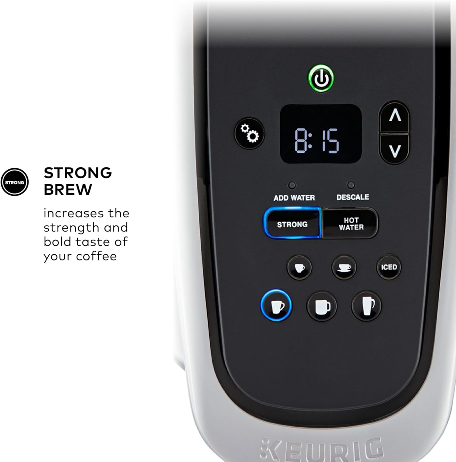 Keurig K-Elite Single Serve K-Cup Pod Coffee Maker, with Strength and Temperature Control, Iced Coffee Capability, 8 to 12oz Brew Size, Programmable, Brushed Gold