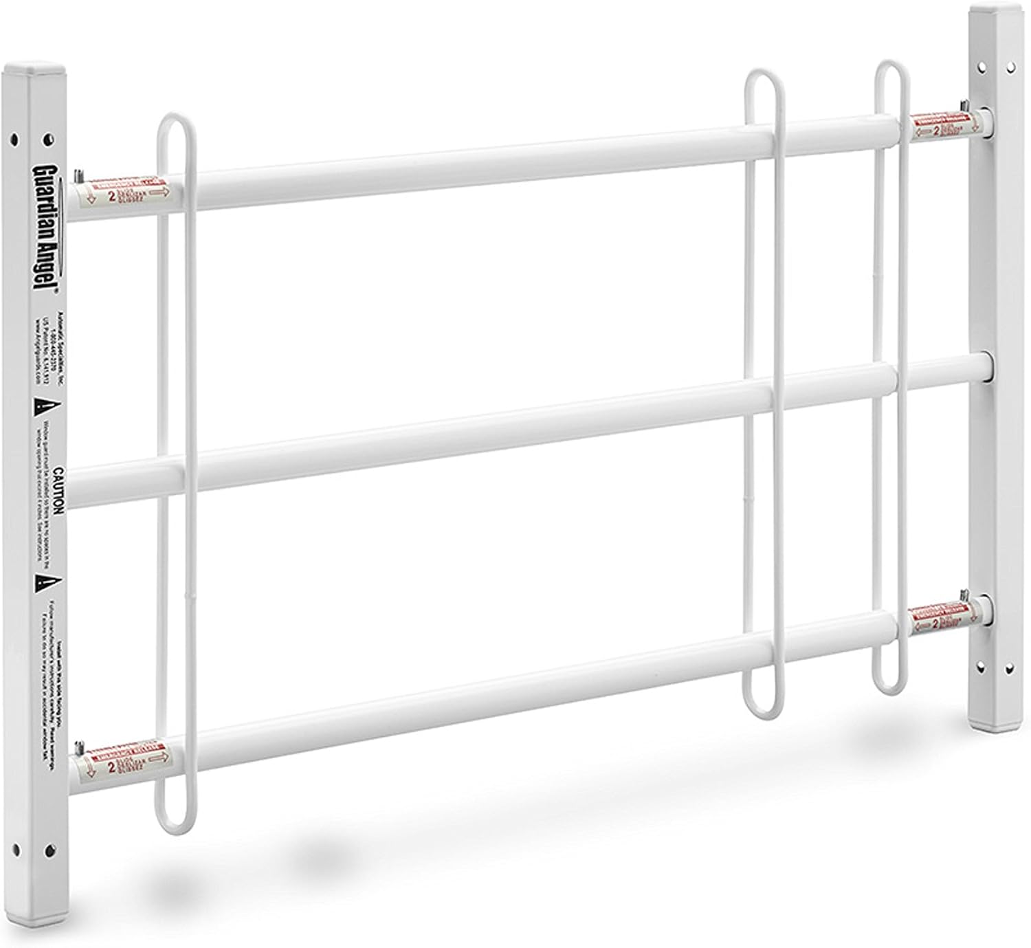 Guardian Angel® Adjustable Window Guards with Quick-Release Egress 35'-58' x 13', White Window Safety Guard for Children (Model 3558-3)