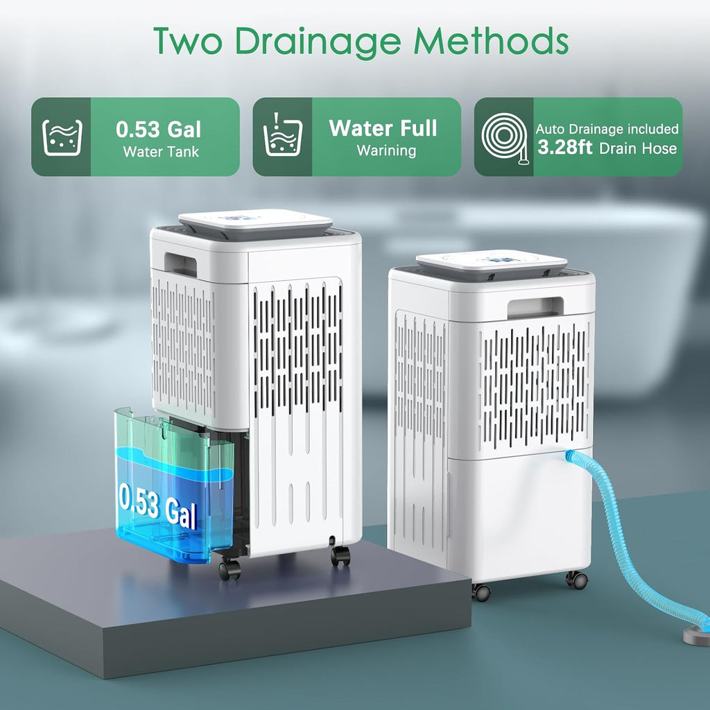 LUKO 2000 Sq. Ft Dehumidifiers for Large Room and Basements, 30 Pints Dehumidifier with Drain Hose, Auto or Manual Drainage, 0.528 Gallon Water Tank, Auto Defrost, Dry Clothes Function, 24H Timer