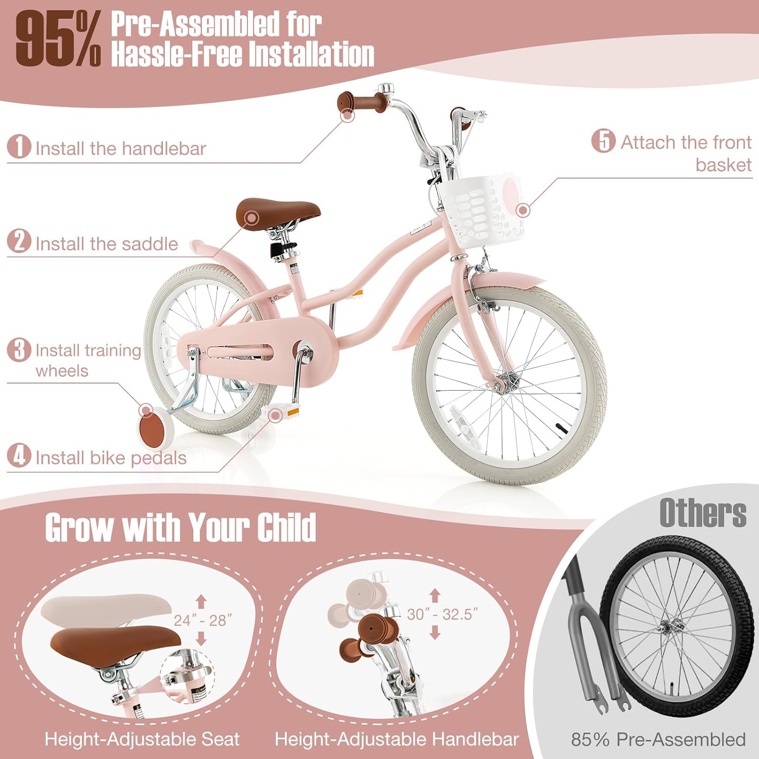 GYMAX 14'/16'/18' Kids Bike