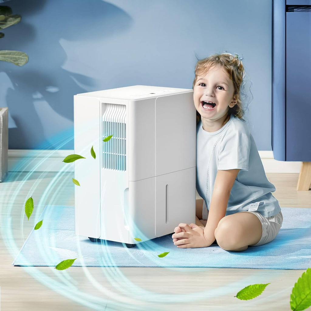 Zafro 2000 Sq.Ft. Dehumidifier for Home Bedrooms, 1.2Gal Water Tank With Smart Control, Timing Device For Medium Size Rooms, 25 Pints (White)