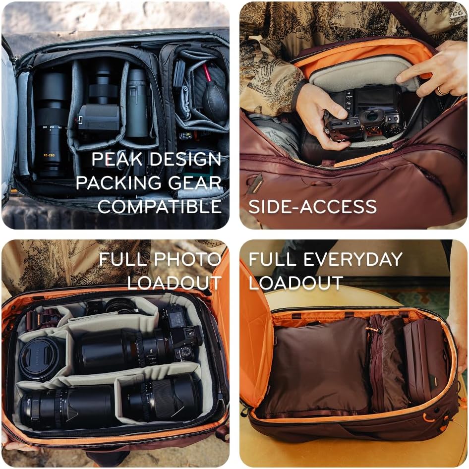 Peak Design Travel Backpack 45L, Black, Expandable 35-45L Design, Rear and Top Access, Weatherproof Shell, Laptop Sleeve, Ideal for Travel or Everyday Carry, Versatile Backpack for Men and Women