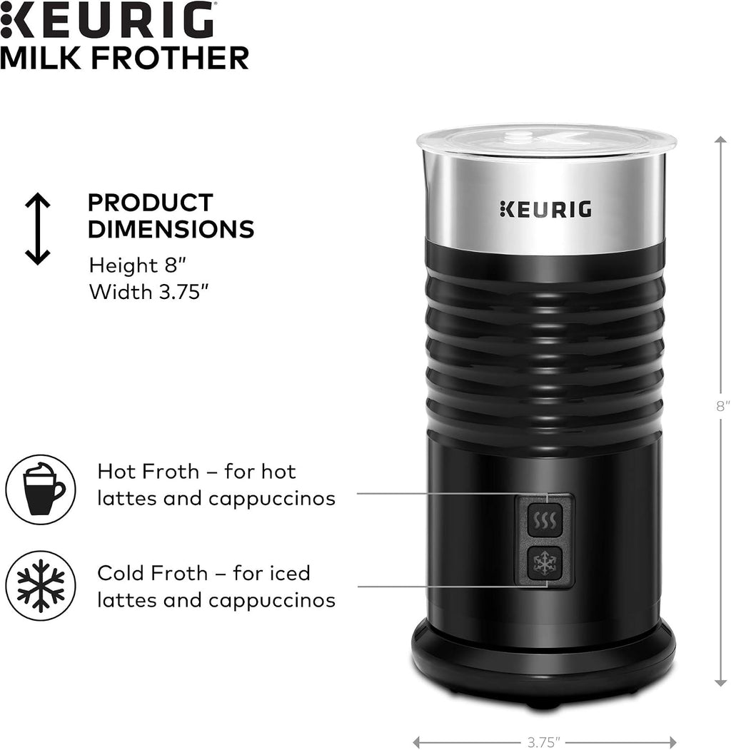 Keurig K-Elite Brushed Slate Single Serve Coffee Maker Milk Frother for Hot and Cold Milk Foam