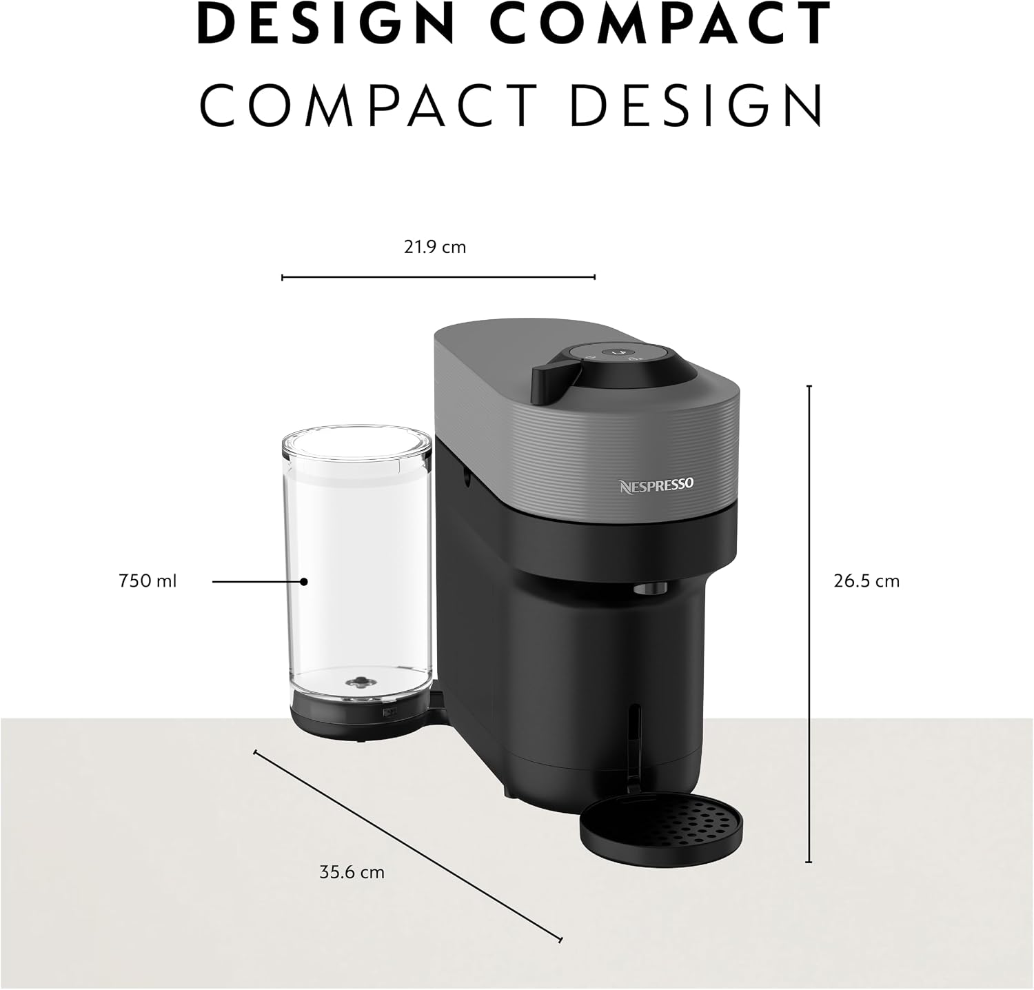 Nespresso Vertuo Pop+ Coffee and Espresso Maker by Breville with Milk Frother, Dark Grey