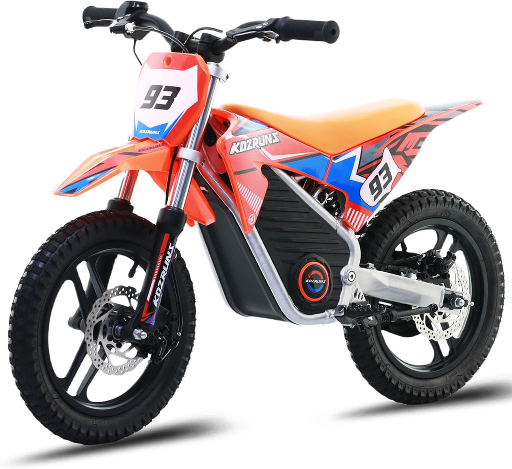 OLALA 36V Electric Dirt Bike for Kids 4-8, 350W Brushless Motor with 3-Speed Control, 18.6 MPH Max Speed, 14' Off-Road Tires Motorcycle, for Boys & Girls, Orange