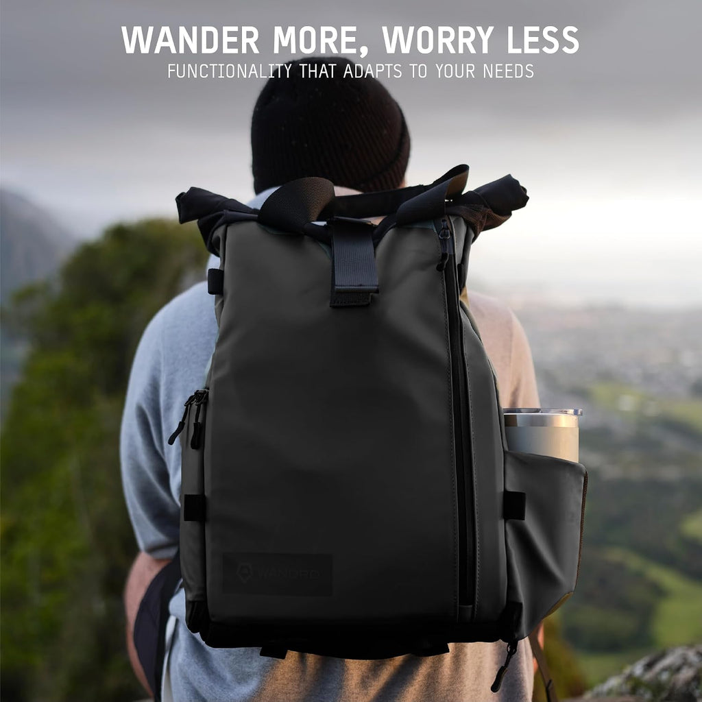 WANDRD PRVKE Lite: Weather-Resistant Travel & Camera Backpack with Laptop Sleeve, Quick Side Access, Clamshell Opening – Ideal Photography & Travel Bag (Black)