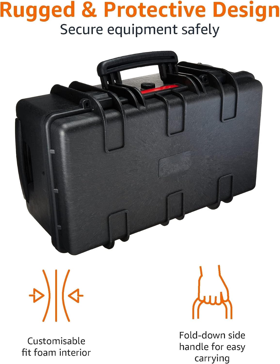 Amazon Basics Hard Protective Camera Case with Wheels, Large, Black, 22'L x 14'W x 9.8'H